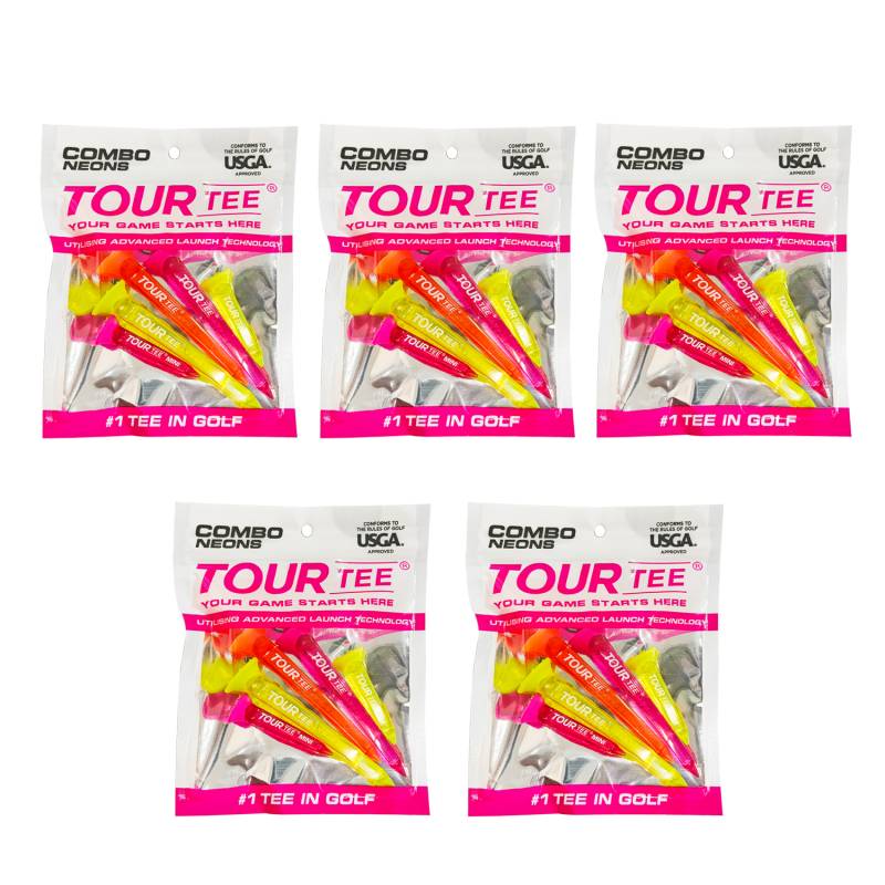 【5パックセット】TOUR TEE COMBO NEONS PINK ツアーティー コンボ ネオンピンク T-490 5本入り USGAR&Aルール適合 2024年 カラフル 蛍光色/クリア ゴルフティー