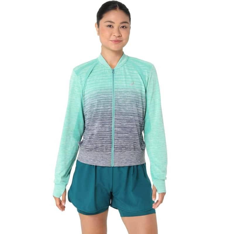 アシックス NAGINO RUN SEAMLESS JACKET ジャケット AURORA GREEN/BLUE