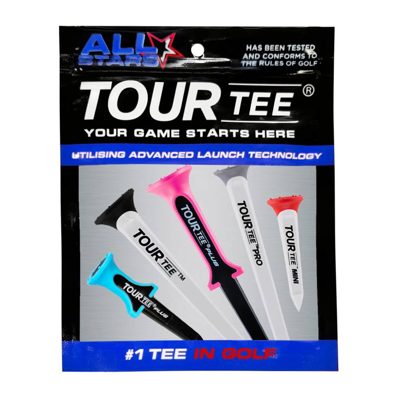 TOUR TEE ALL STARS ツアーティー オールスターズ T-498 人気のティー5種類入り 2024年 プラス/プロ/オリジナル/ミニ/ローランチ ティーアップしやすい ゴルフティー