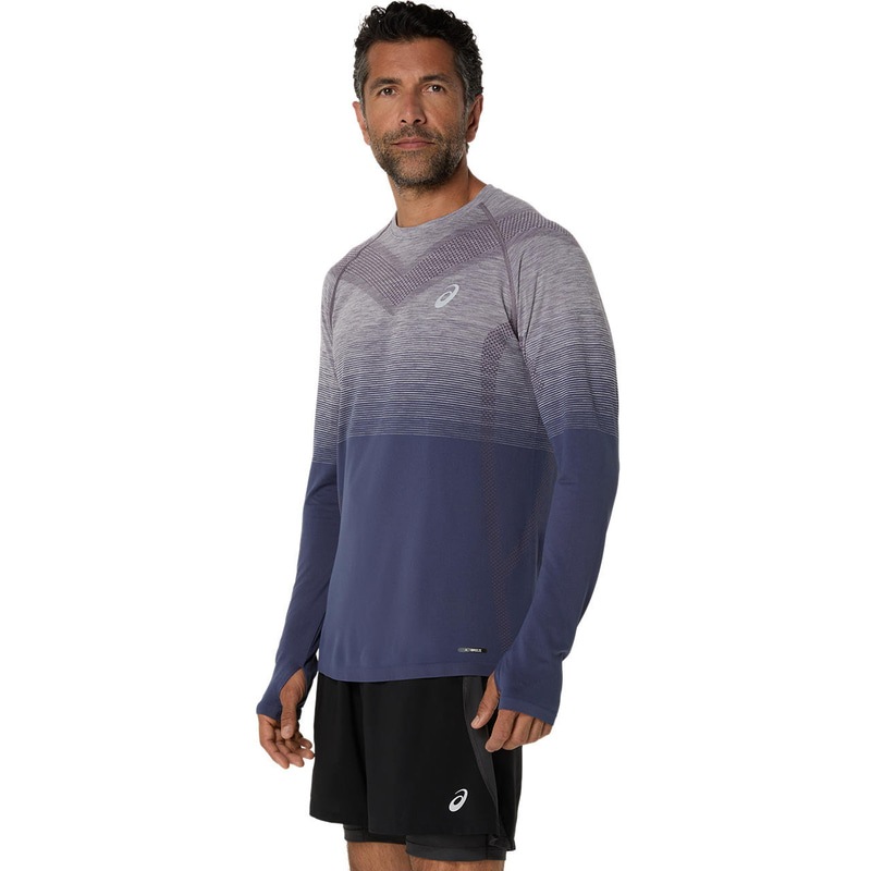 アシックス シームレス長袖シャツ 2011C394-501 ランニング メンズ 長袖トップス グレー ASICS