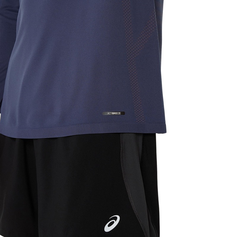 アシックス シームレス長袖シャツ 2011C394-501 ランニング メンズ 長袖トップス グレー ASICS