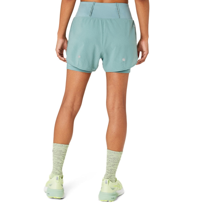 アシックス ROAD 2-N-1 3.5IN SHORT 2012D038-301 ランニング レディース シュートパンツ グリーン ASICS