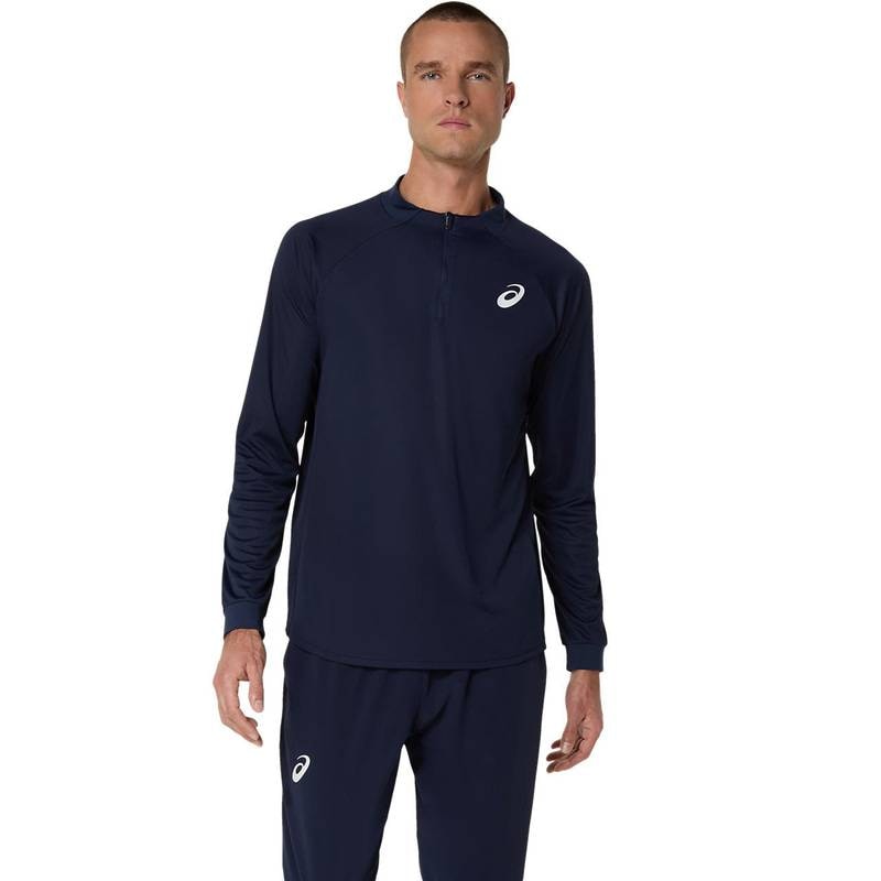 アシックス MATCH LS 1/2 ZIP TOP 2041A321-400 テニス メンズ 長袖ハーフジップ ネイビー ASICS