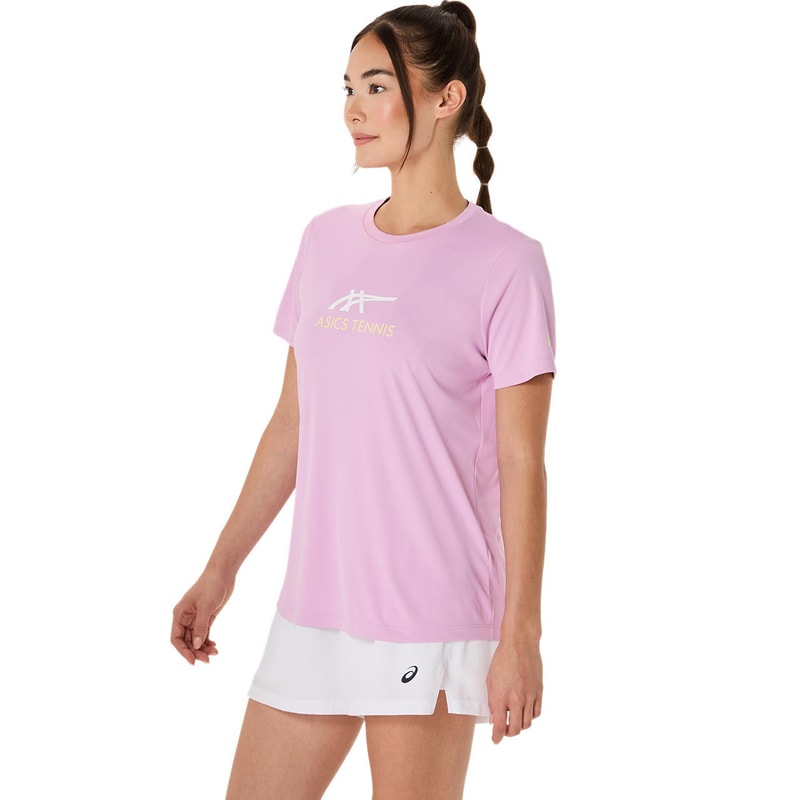 アシックス WOMEN COURT TENNIS GRAPHI 2042A322-701 テニス レディース 半袖トップス ピンク ASICS