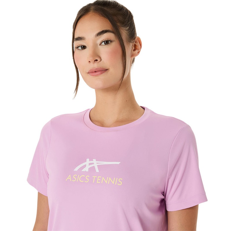 アシックス WOMEN COURT TENNIS GRAPHI 2042A322-701 テニス レディース 半袖トップス ピンク ASICS