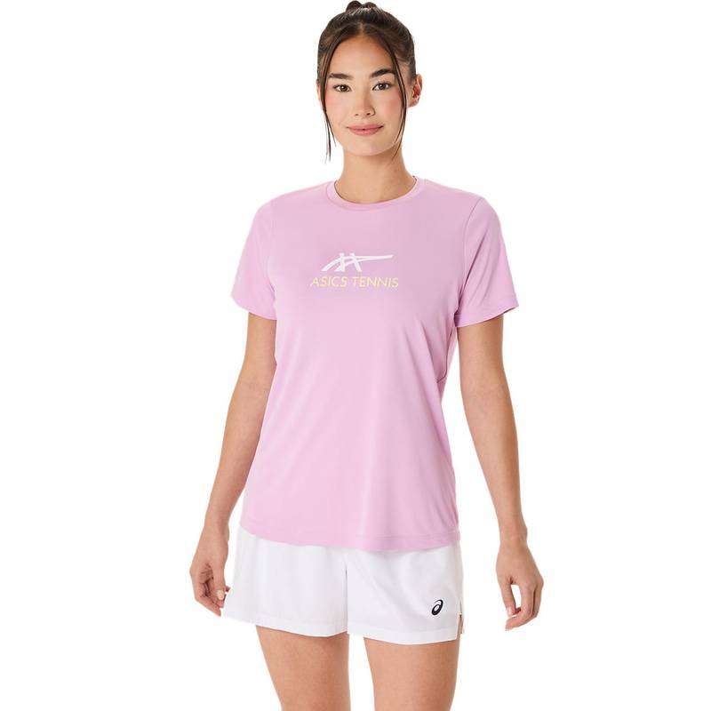 アシックス WOMEN COURT TENNIS GRAPHI 2042A322-701 テニス レディース 半袖トップス ピンク ASICS