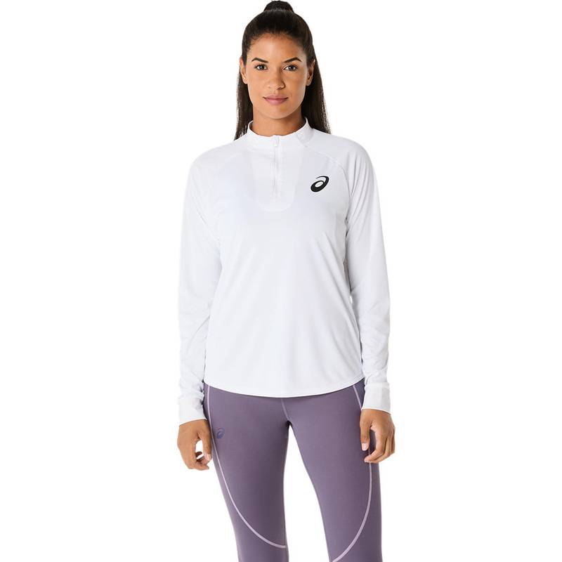 アシックス MATCH LS 1/2 ZIP TOP 2042A354-100 テニス レディース 長袖ハーフジップ ホワイト ASICS