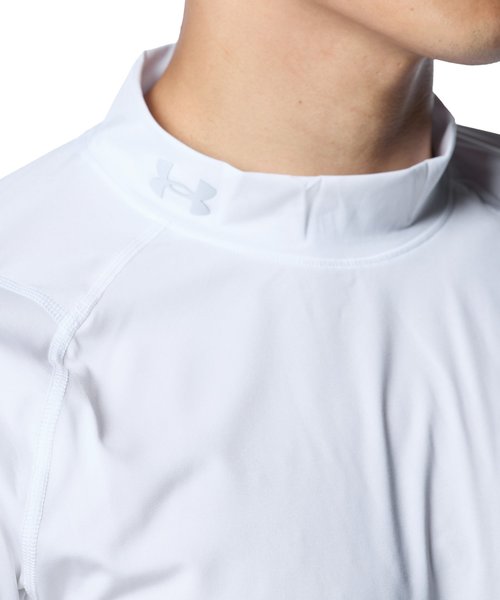 アンダーアーマー UAヒートギア フィッティド ロングスリーブ モック シャツ 1371672-100 White/HaloGray メンズ ゴルフ UNDER ARMOUR