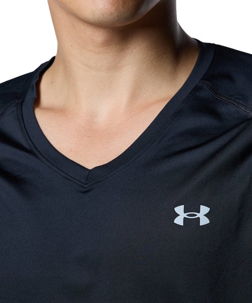 アンダーアーマー UAヒートギア フィッティド ロングスリーブ Vネック シャツ 1371673-001 Black/ModGray メンズ ゴルフ UNDER ARMOUR