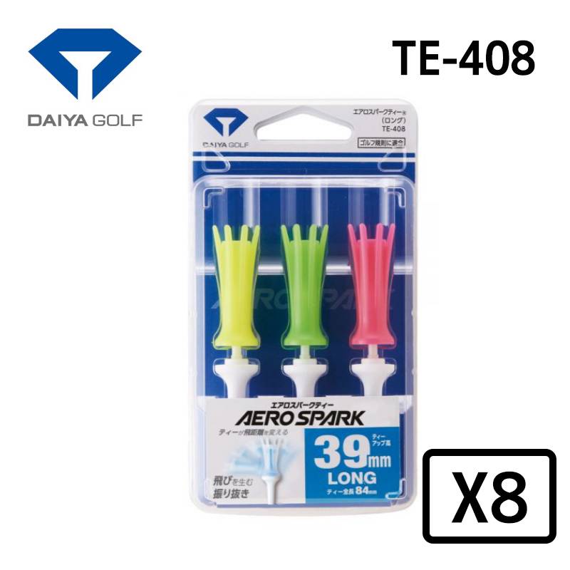 【8パックセット】ダイヤゴルフ エアロスパークティーロング 3本入 TE-408DAIYA GOLF AERO SOARK 全長84mm イエローグリーンピンク 首振り機能
