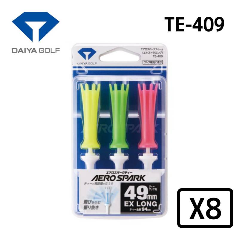 【8パックセット】ダイヤゴルフ エアロスパークティーエキストラロング 3本入 TE-409DAIYA GOLF AERO SOARK 全長94mm クリア 首振り機能 振り抜き