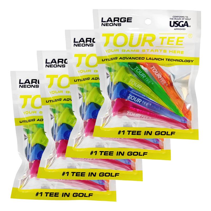【4パックセット】LITE TOUR TEE LARGE NEONS ライト ツアーティー ラージ ネオンズ 80mm 5本入り 使いやすい 初心者 プロ メンズ レディース ユニ USGAR&Aルール適合