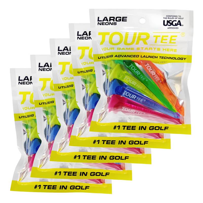 【5パックセット】LITE TOUR TEE LARGE NEONS ライト ツアーティー ラージ ネオンズ 80mm 5本入り 使いやすい 初心者 プロ メンズ レディース ユニ USGAR&Aルール適合