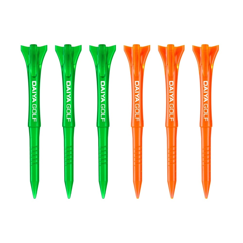 ダイヤゴルフ ストロングティー ロング 6本入 TE-4001B DAIYA GOLF STRONG 全長75mm グリーン＆オレンジ（B） ティーアップ高40mm