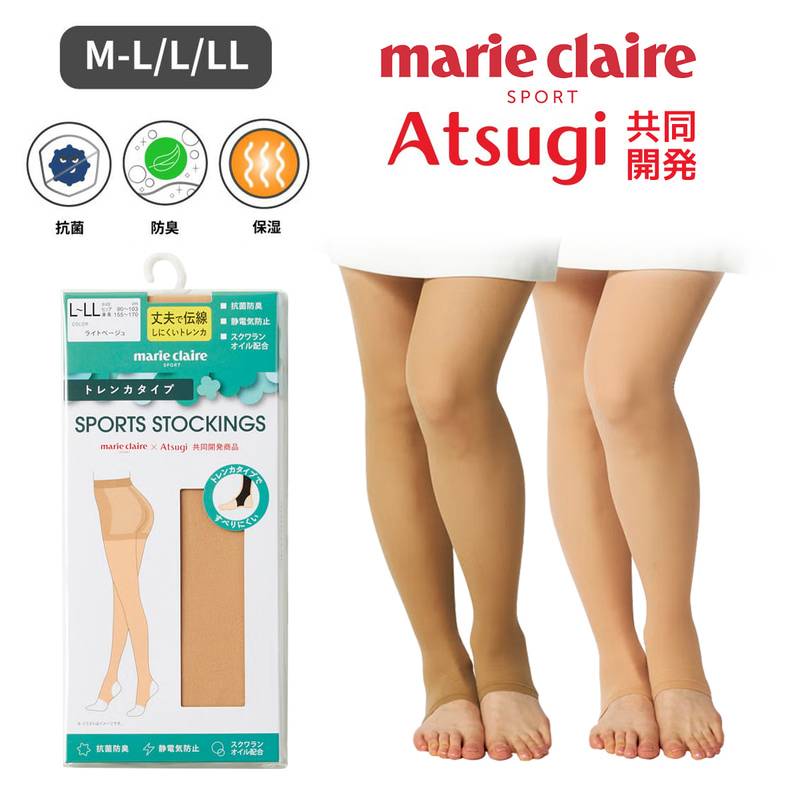 Atsugi共同開発 マリ・クレール スポーツストッキング トレンカタイプ 711972 marie claire 椿オイル配合 抗菌消臭 美脚 快適 定番 ゴルフ