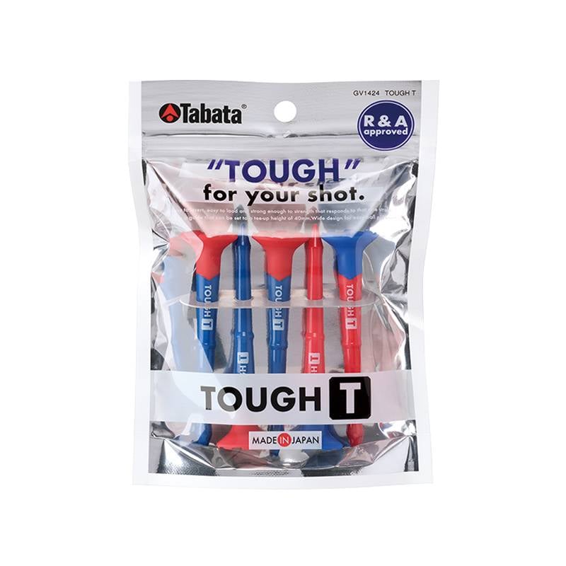 タバタ ゴルフティー タフティー 5本入 TOUGH Tee GV1424 ブルーxレッド 全長80mm ティーアップ高40mm 折れにくい 丈夫な ボールが乗せやすい 高さガイド付き ゴルフ 日本製