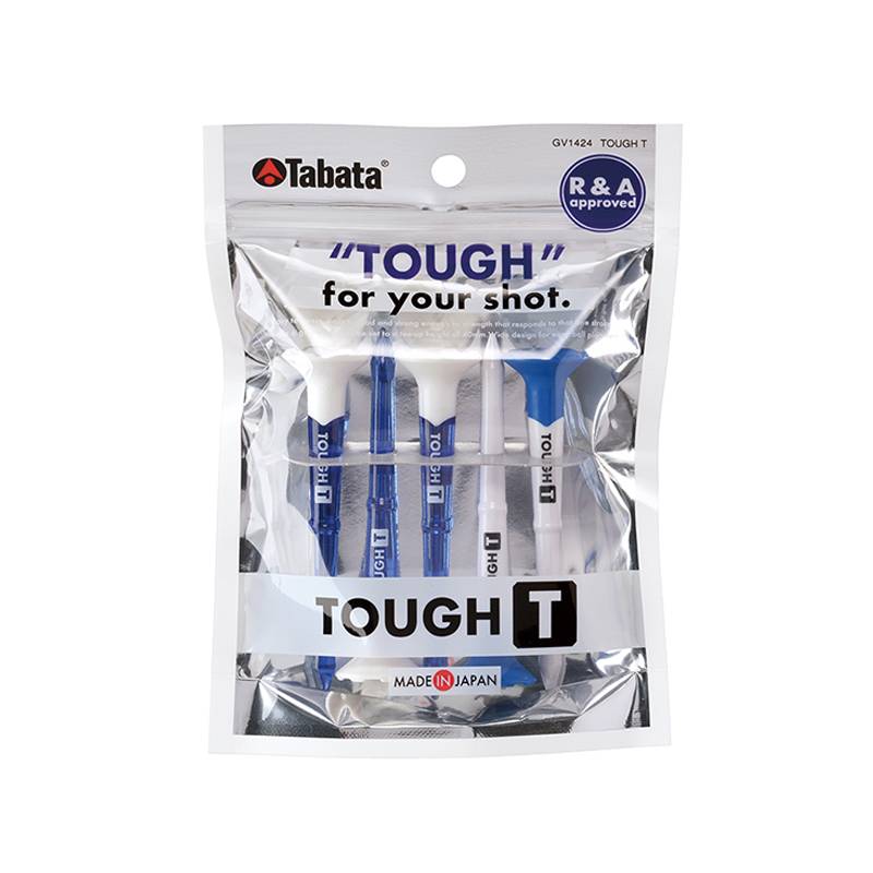 タバタ ゴルフティー タフティー 5本入 TOUGH Tee GV1424 ブルーxホワイト 全長80mm ティーアップ高40mm 折れにくい 丈夫な ボールが乗せやすい 高さガイド付き ゴルフ 日本製