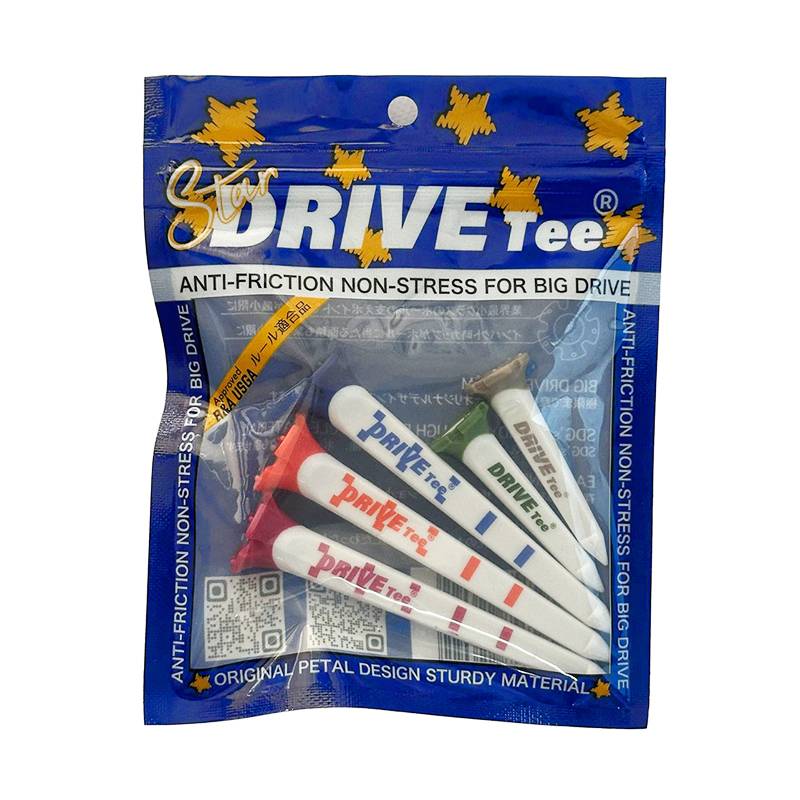 DRIVE TEE STAR MIX ドライブティー スター ミックス 5本入り ゴルフ ティー R&A USGA ルール適合 花びら型 低摩擦 飛距離アップ 高耐久 乗せやすい コンペ