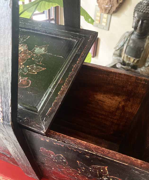 アンティークのチベッタン漆絵木製バスケット | シノワズリ