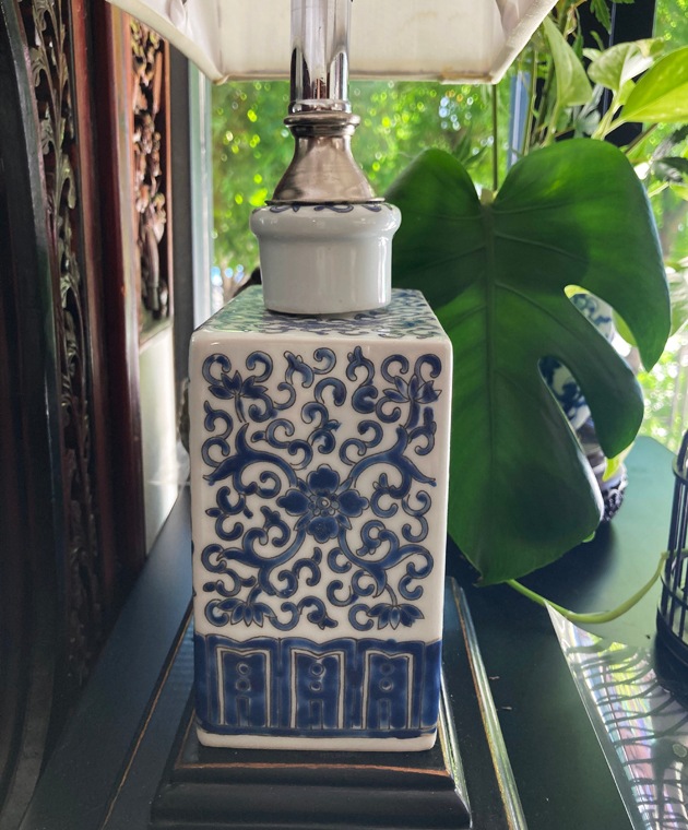 手描きスクエアランプ アラベスク Blue | シノワズリ