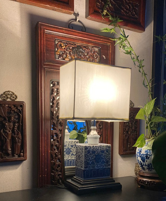 手描きスクエアランプ アラベスク Blue | シノワズリ シノワズリー