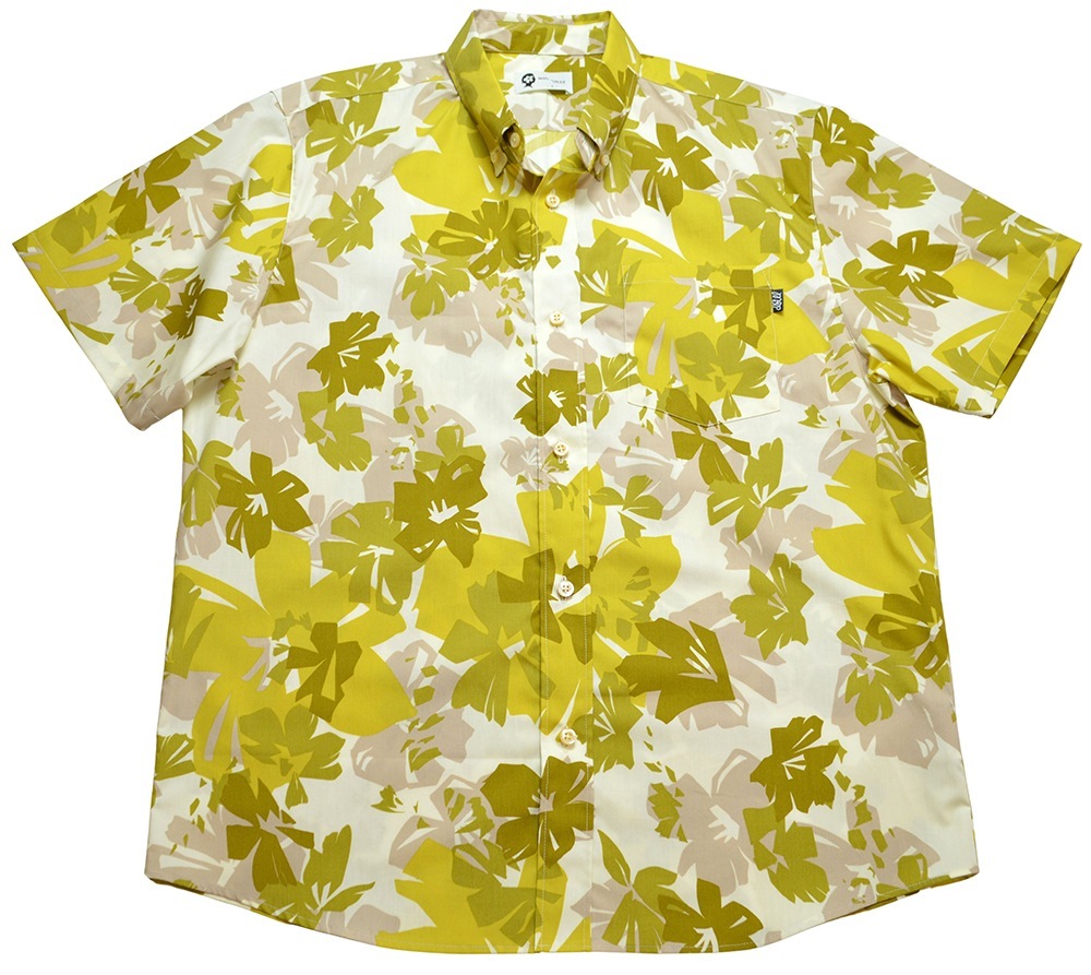 メンズ カッティングフラワー ボタンダウン(レギュラーフィット) | (MANGOPLUS マンゴプラス メンズ かりゆしウェア アロハシャツ)