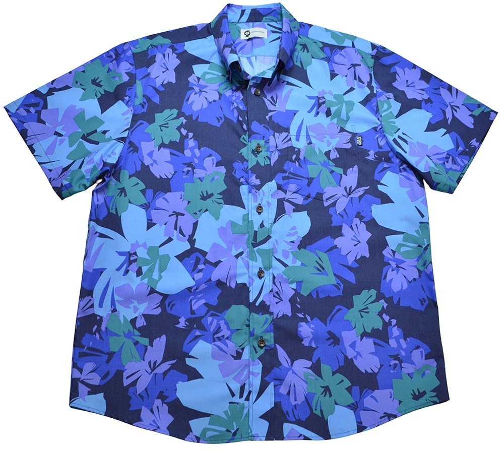 メンズ カッティングフラワー ボタンダウン(レギュラーフィット) | (MANGOPLUS マンゴプラス メンズ かりゆしウェア アロハシャツ)