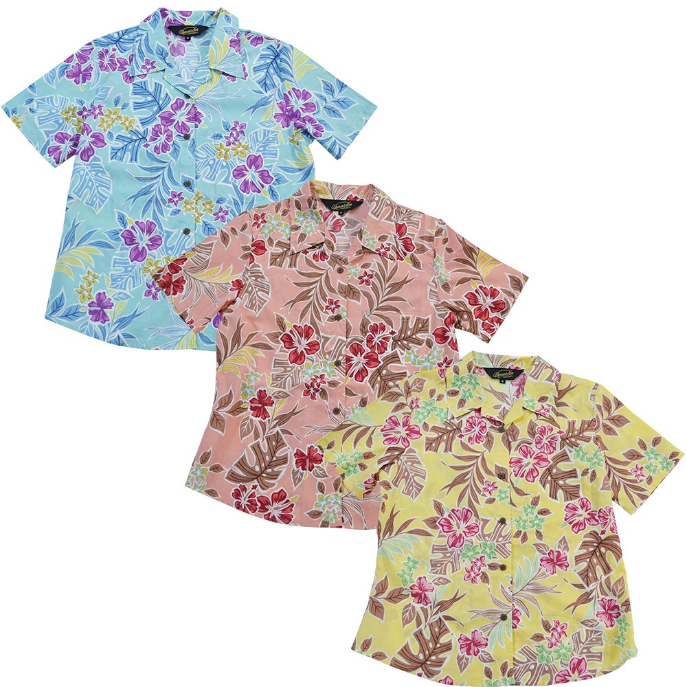 レディース アロハシャツ ハッピーリゾート Happy Resort オープンシャツ 沖縄 結婚式 ウェディング 結婚 プレゼント ギフト