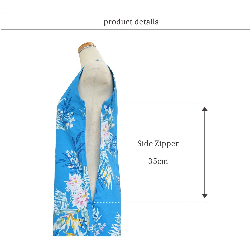 かりゆしワンピース ウコンストレーチア VネックAライン ノースリーブ レディース