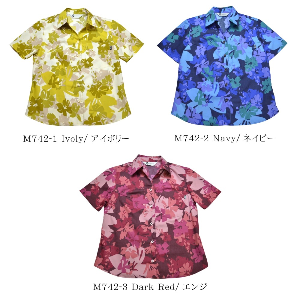 レディース カッティングフラワー スキッパー | (MANGOPLUS マンゴプラス レディース かりゆしウェア アロハシャツ)