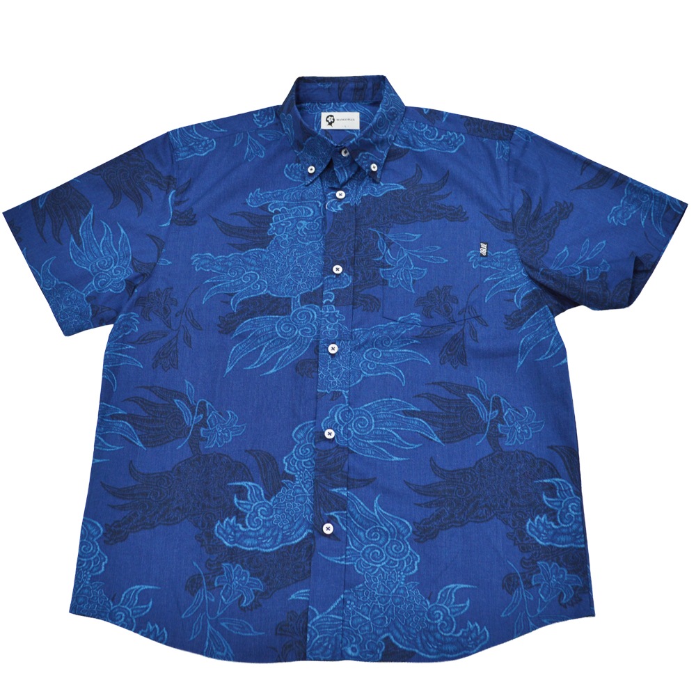 2026年新作】かりゆしウェア かりゆし メンズ 先染め風シーサー ボタン