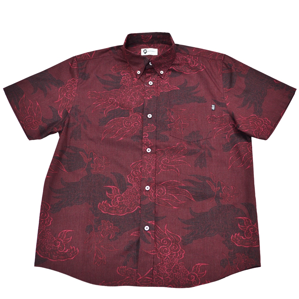 2026年新作】かりゆしウェア かりゆし メンズ 先染め風シーサー ボタン