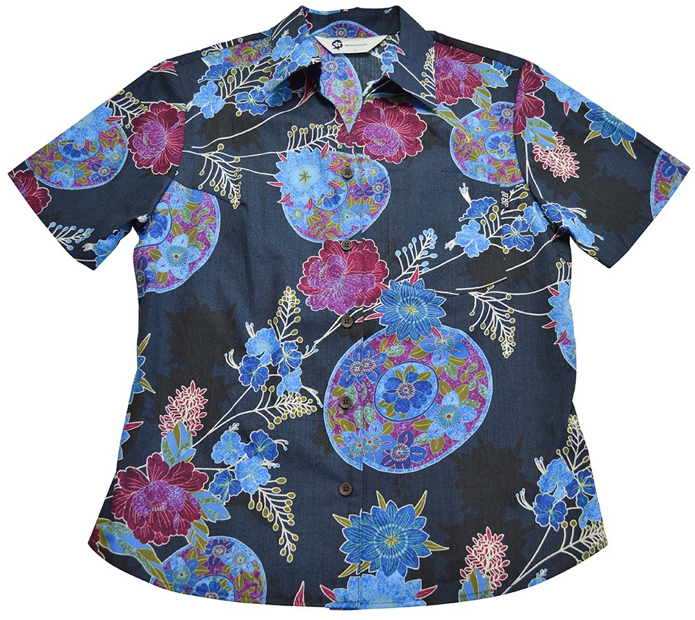 レディース オリエンタルブーケ スキッパー | ( レディース かりゆしウェア マンゴプラス MANGOPLUS アロハシャツ)