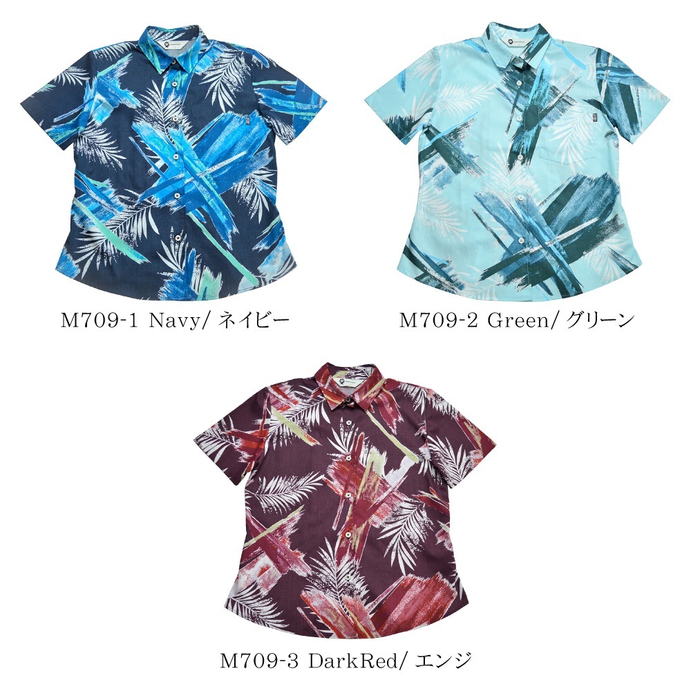 レディース リーフクロスアート レギュラーカラー | ( レディース かりゆしウェア マンゴプラス MANGOPLUS アロハシャツ)