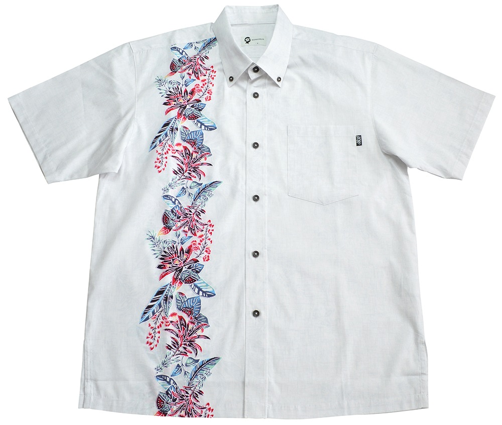 メンズ 古典デイゴボーダー ボタンダウン(ゆったりタイプ) | (MANGOPLUS マンゴプラス メンズ かりゆしウェア アロハシャツ)