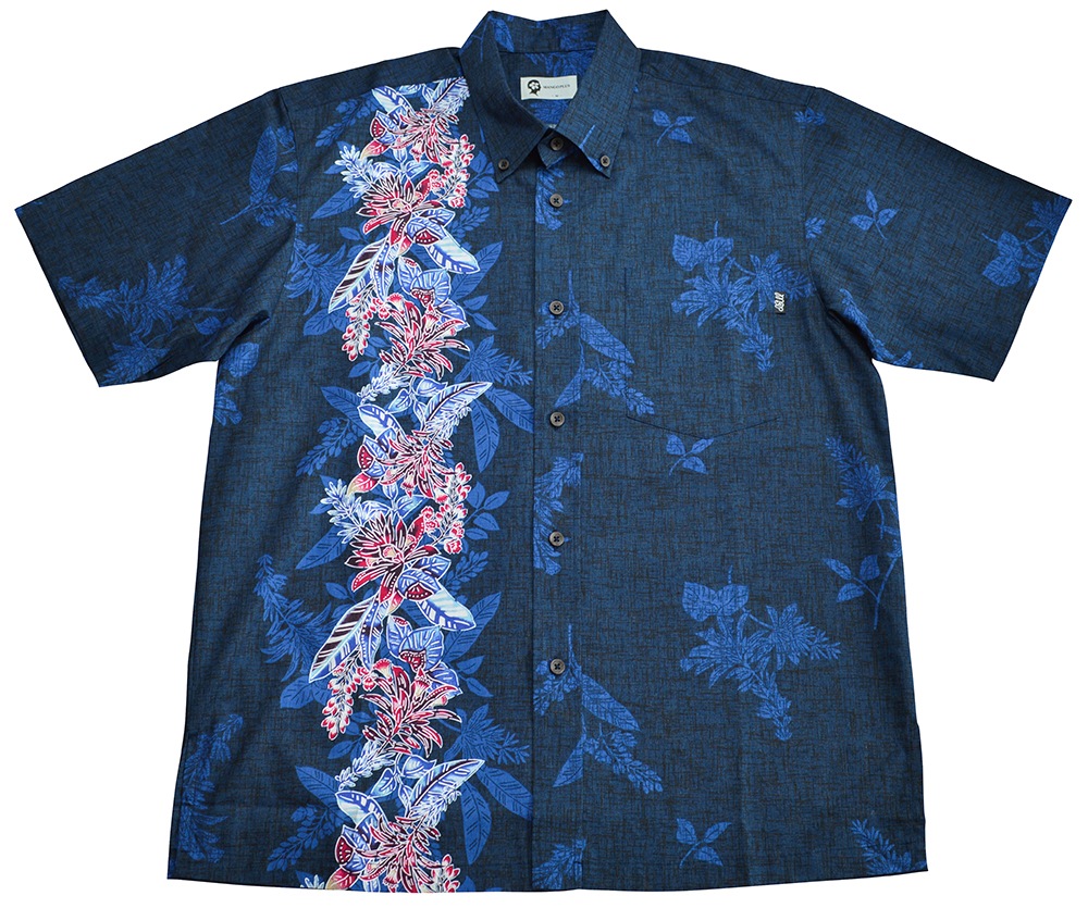 メンズ 古典デイゴボーダー ボタンダウン(ゆったりタイプ) | (MANGOPLUS マンゴプラス メンズ かりゆしウェア アロハシャツ)