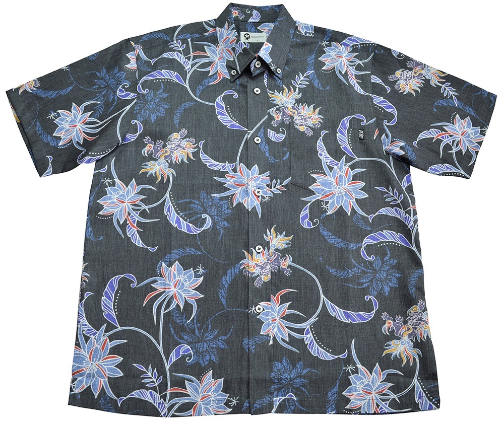 メンズ シーサー月下美人 ボタンダウン（ゆったりタイプ