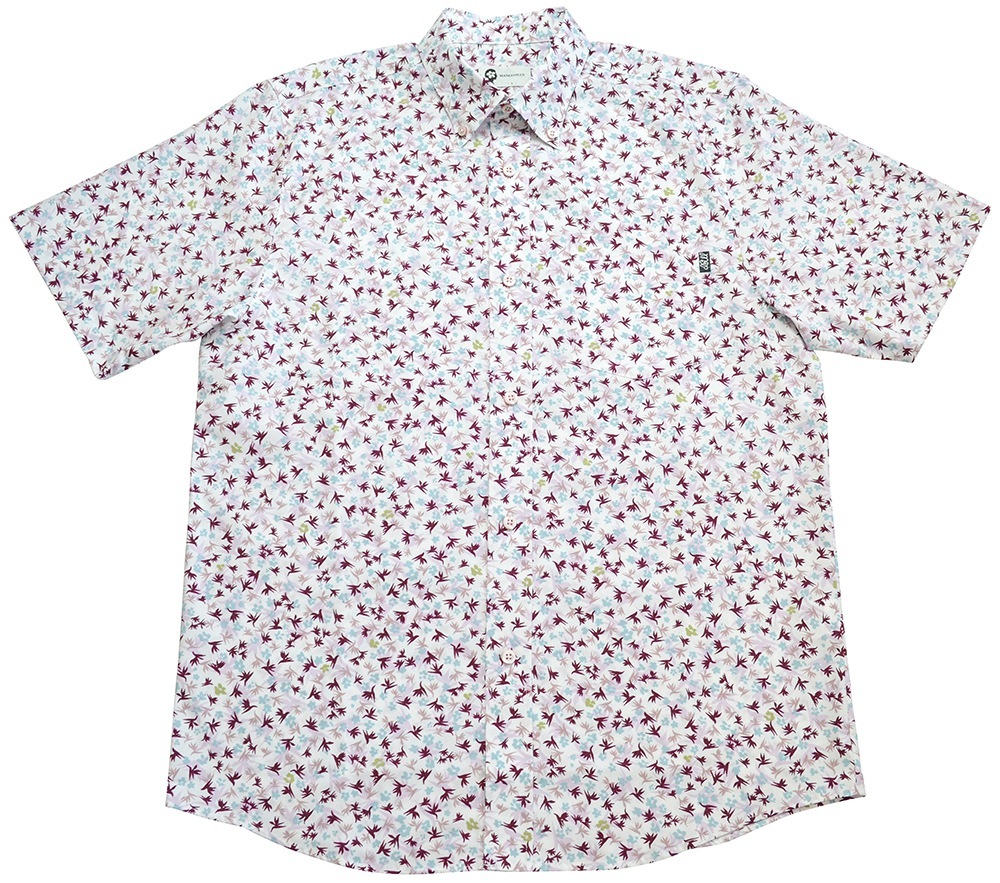 メンズ ストレリチア小柄 ボタンダウン(ビジネスフィット) | (MANGOPLUS マンゴプラス メンズ かりゆしウェア アロハシャツ)