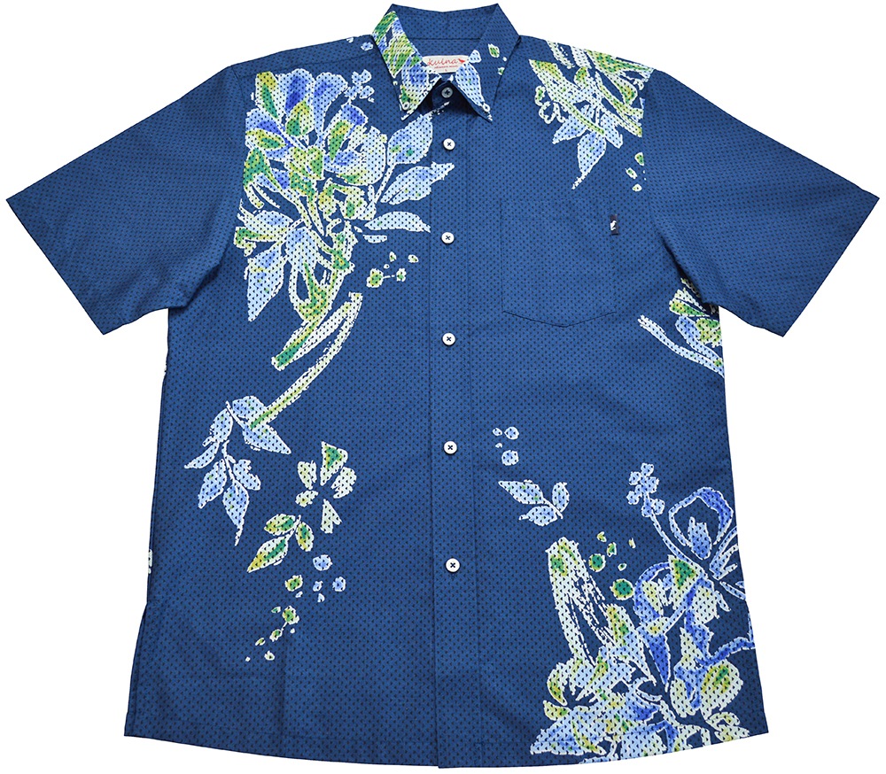 メンズ トライアングルアート ボタンダウン(ビジネスフィット) | (メンズ KUINA クイナ かりゆし アロハシャツ)