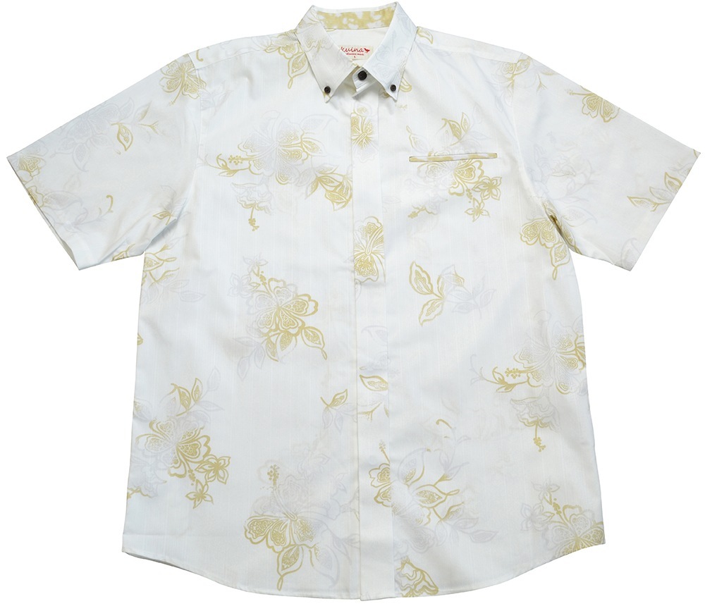 メンズ ファントムハイビー ボタンダウン(ビジネスフィット) | (メンズ KUINA クイナ かりゆし アロハシャツ)