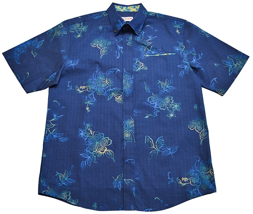 メンズ ファントムハイビー ボタンダウン(ビジネスフィット) | (メンズ KUINA クイナ かりゆし アロハシャツ)