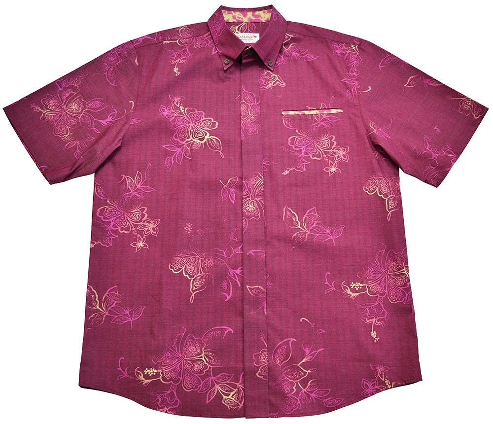 メンズ ファントムハイビー ボタンダウン(ビジネスフィット) | (メンズ KUINA クイナ かりゆし アロハシャツ)