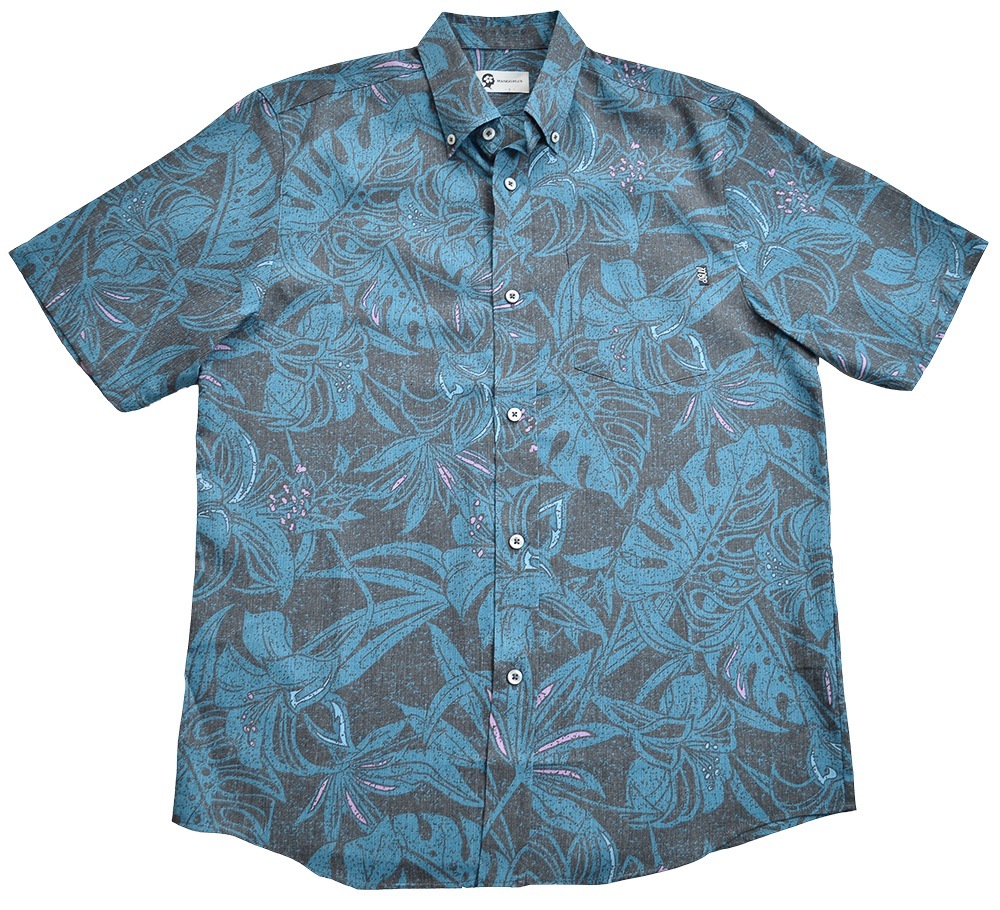 メンズ 百合モンステラ ボタンダウン（ビジネスフィット