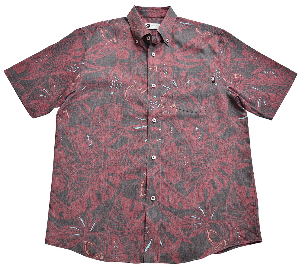 かりゆしウェア かりゆし メンズ 百合モンステラ ボタンダウン ビジネスフィット MANGOPLUS マンゴプラス メンズ 沖縄 アロハシャツ 結婚式 ウェディング 結婚 プレゼント ギフト