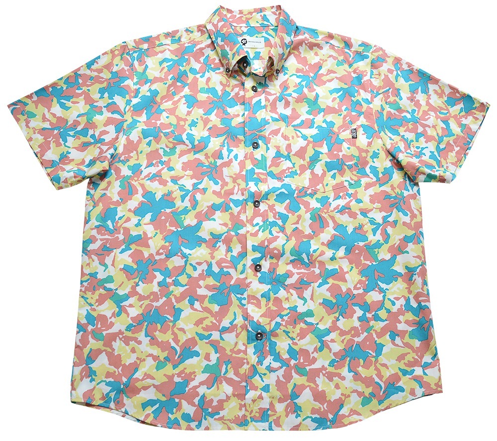 かりゆしウェア かりゆし メンズ アナーキーハイビ ボタンダウン レギュラーフィット MANGOPLUS マンゴプラス メンズ 沖縄 アロハシャツ 結婚式 ウェディング 結婚 プレゼント ギフト