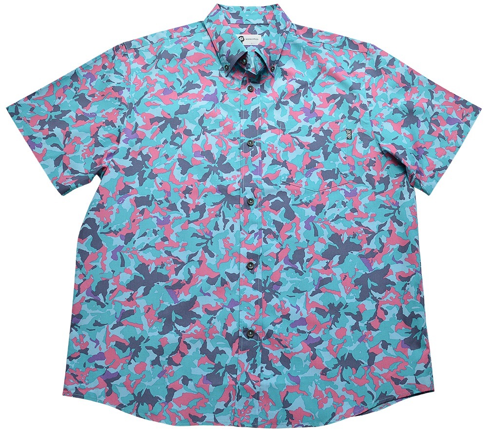 かりゆしウェア かりゆし メンズ アナーキーハイビ ボタンダウン レギュラーフィット MANGOPLUS マンゴプラス メンズ 沖縄 アロハシャツ 結婚式 ウェディング 結婚 プレゼント ギフト