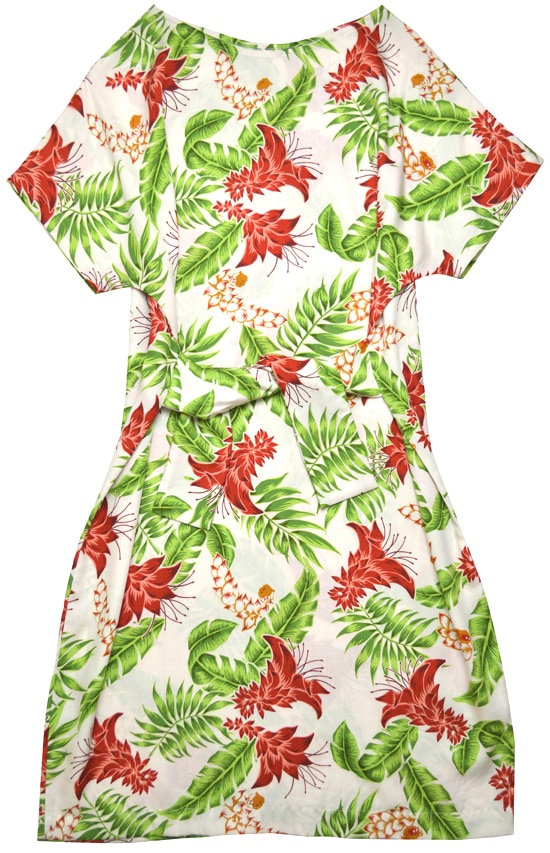 かりゆしワンピース デイゴ月桃 ボートネックワンピース