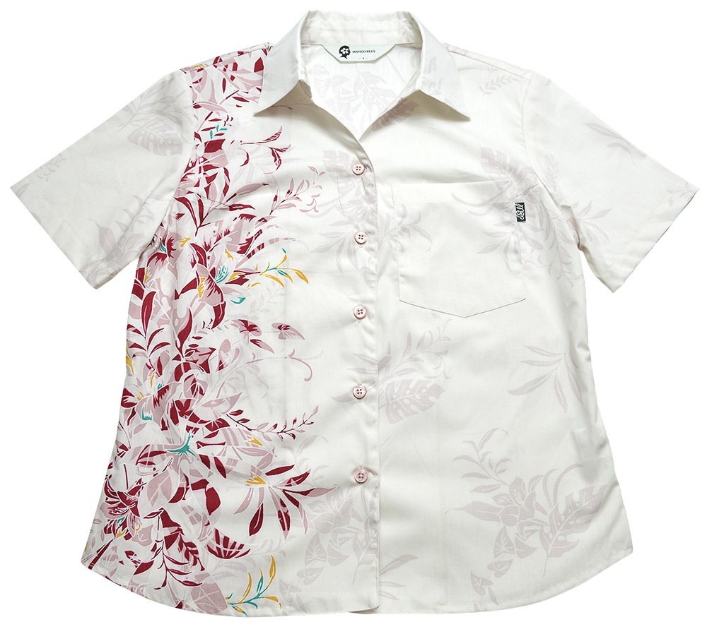 レディース サイドユリ スキッパー | (MANGOPLUS マンゴプラス レディース かりゆしウェア 沖縄 アロハシャツ)