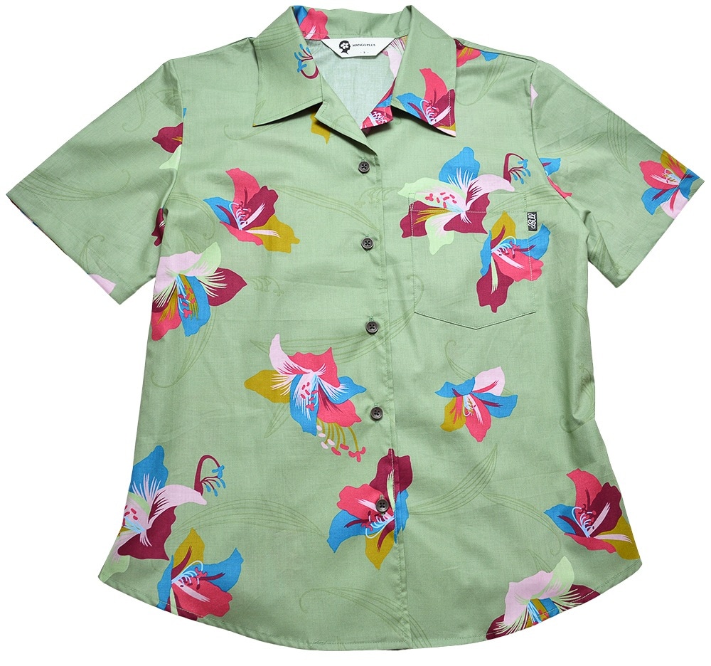 レディース RYUKYU LILY オープンシャツ | (MANGOPLUS マンゴプラス レディース かりゆしウェア 沖縄 アロハシャツ)