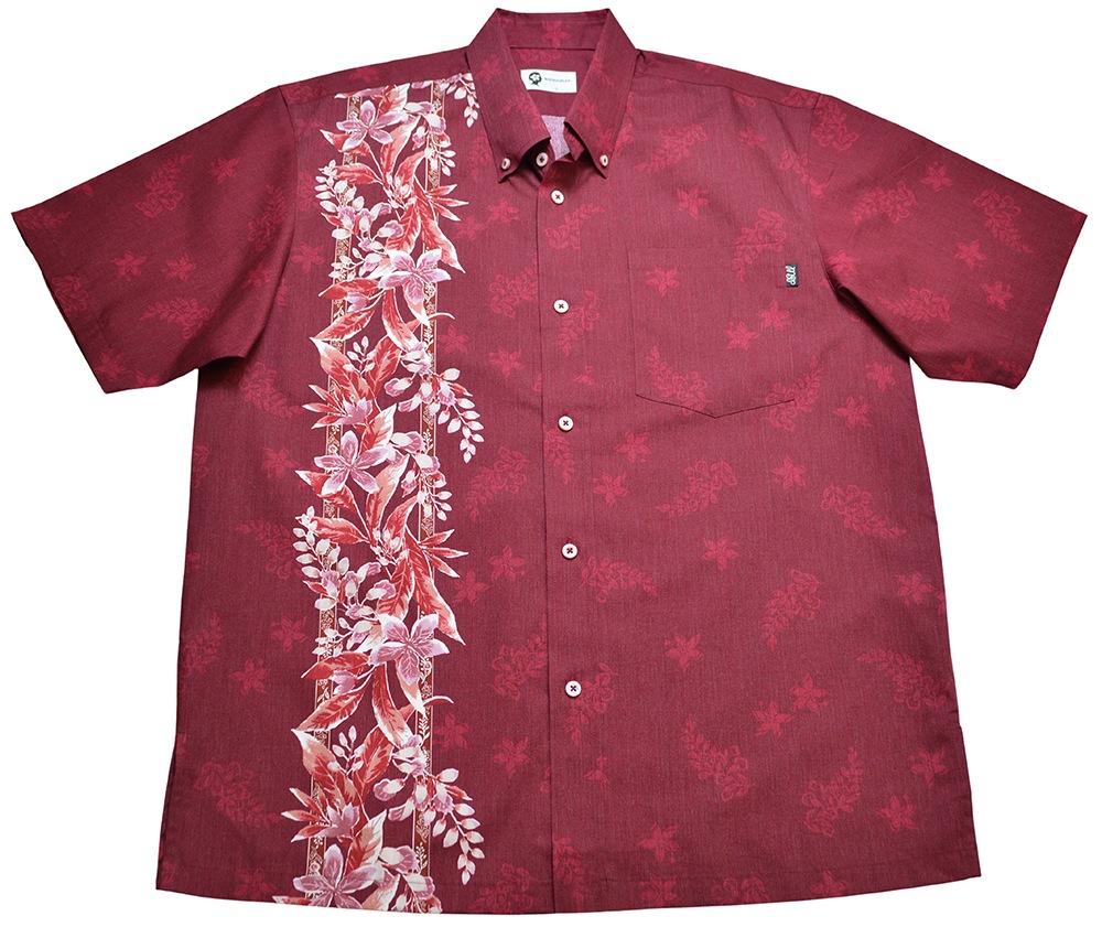 メンズ 古典月桃ボーダー ボタンダウン(ゆったりタイプ) | (MANGOPLUS マンゴプラス メンズ かりゆしウェア アロハシャツ)